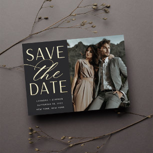 Invitation En Aluminium Lisse Script Enregistrer la date de la photo uni