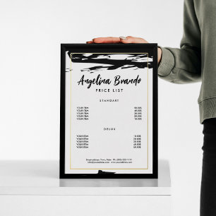 Invitation En Aluminium Liste de Prix Personnalisée Golden Foil Stroke Bla