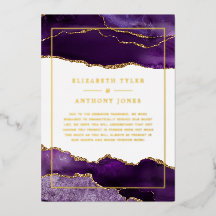 Liste d'invités du Mariage d'âge violet et or Foil