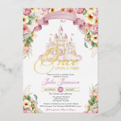 Invitation En Aluminium Little Princess Castle Baby shower Fairytale Real (Recto)