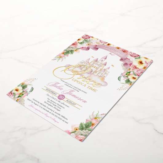 Invitation En Aluminium Little Princess Castle Baby shower Fairytale Real (Rotation)