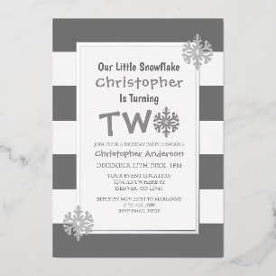 Invitation En Aluminium Little Snowflake 2e anniversaire