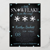 Invitation En Aluminium Little Snowflake Boys Baby shower d'hiver Real (Recto)