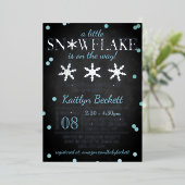 Invitation En Aluminium Little Snowflake Boys Baby shower d'hiver Real (Debout devant)