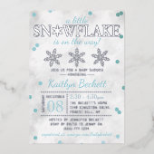 Invitation En Aluminium Little Snowflake Boys Baby shower d'hiver Real (Recto)