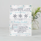 Invitation En Aluminium Little Snowflake Boys Baby shower d'hiver Real (Debout devant)