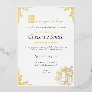 Invitation En Aluminium Livre de Conte de Fées Thème Livre Doré Baby Showe