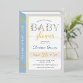 Invitation En Aluminium Livre d'histoire Bibliothèque bébé garçon douche b (Debout devant)