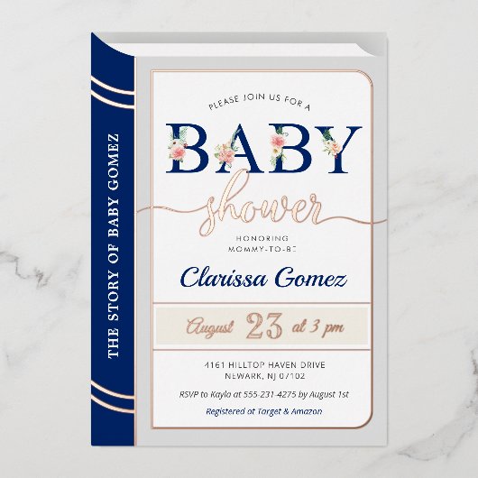 Invitation En Aluminium Livre d'histoire Couverture bébé garçon douche Roy (Recto)