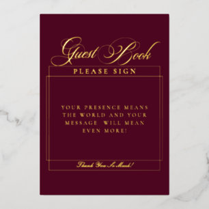 Invitation En Aluminium Livre d'or de mariage classique ivoire bordeaux po