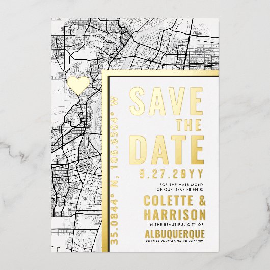 Invitation En Aluminium Localisateur d'amour Albuquerque | Mariage Enregis (Recto)