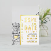 Invitation En Aluminium Localisateur d'amour Cleveland | Mariage Enregistr (Debout devant)