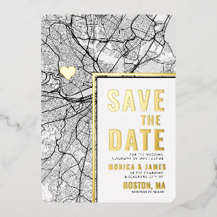 Invitation En Aluminium Localisateur d'amour de Boston Plan de ville Sau