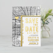 Invitation En Aluminium Localisateur d'amour de Houston | Mariage Enregist (Debout devant)