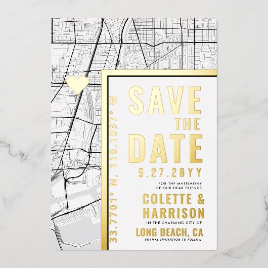 Invitation En Aluminium Localisateur d'amour de longue plage | Mariage Enr (Recto)