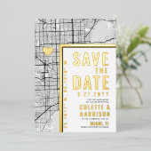 Invitation En Aluminium Localisateur d'amour de Miami | Économisez la date (Debout devant)