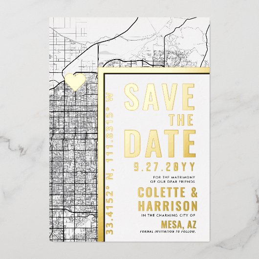 Invitation En Aluminium Localisateur d'amour Mesa | Mariage Enregistrer la (Recto)