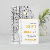 Invitation En Aluminium Localisateur d'amour Milwaukee | Ville Mariage à t (Debout devant)