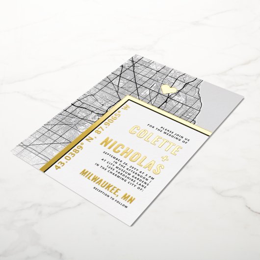 Invitation En Aluminium Localisateur d'amour Milwaukee | Ville Mariage à t (Rotation)