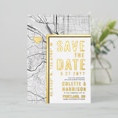Invitation En Aluminium Localisateur d'amour Portland | Mariage Enregistre (Debout devant)