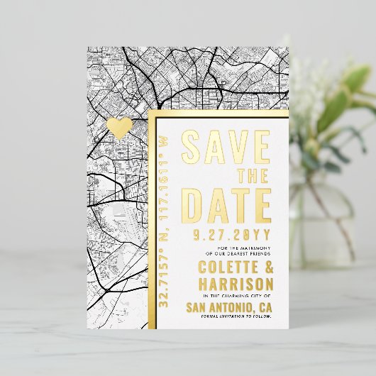 Invitation En Aluminium Localisateur d'amour San Antonio | Mariage Enregis (Debout devant)