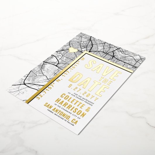 Invitation En Aluminium Localisateur d'amour San Antonio | Mariage Enregis (Rotation)