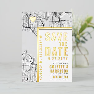 Invitation En Aluminium Localisateur d'amour Seattle Mariage Enregistrer