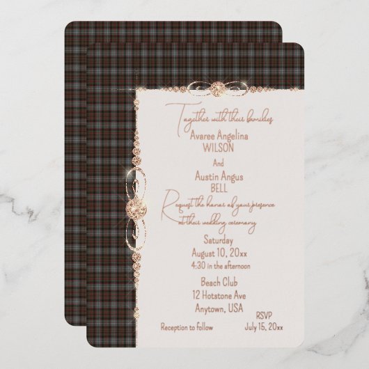 Invitation En Aluminium Lochaber Tartan Plaid (Recto/Verso)