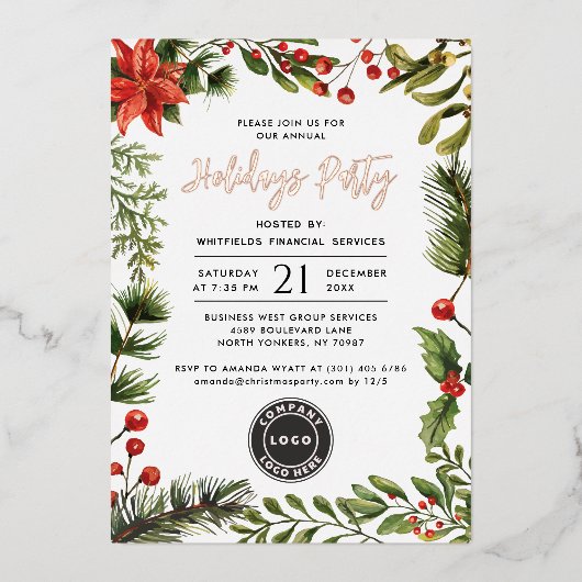 Invitation En Aluminium Logo d'affaires moderne Noël Fête (Recto)