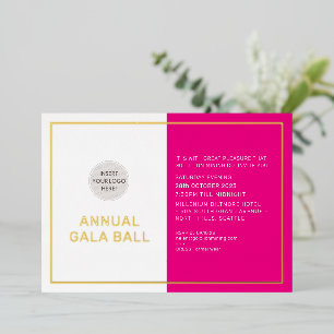 Invitation En Aluminium Logo de la société GALA BALL rose doré formel