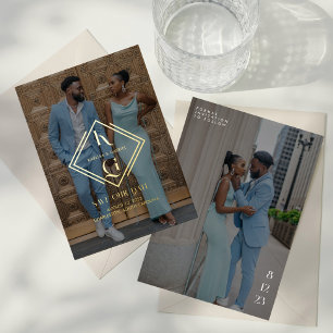 Invitation En Aluminium Logo élégant de mariage avec photo pour annoncer l