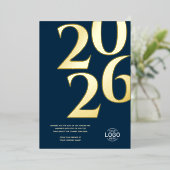 Invitation En Aluminium Logo Moderne Simple Marine Blue Business Holiday C (Debout devant)