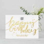 Invitation En Aluminium Logo Script à main Business Anniversaire Gold Foil (Debout devant)