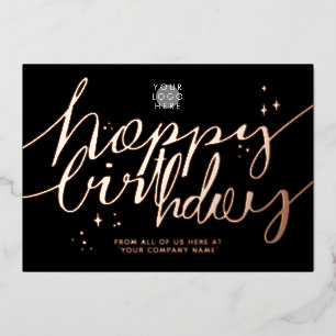 Invitation En Aluminium Logo Script Business Birthday Rose Gold Card