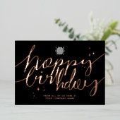 Invitation En Aluminium Logo Script Business Birthday Rose Gold Card (Debout devant)