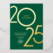 Invitation En Aluminium Logo Vert Gras Vert Moderne Business Holiday Gold (Recto)