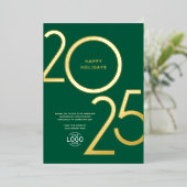 Invitation En Aluminium Logo Vert Gras Vert Moderne Business Holiday Gold (Debout devant)