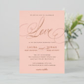 Invitation En Aluminium Loisirs romantiques Calligraphie Blush Rose Or (Debout devant)