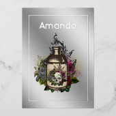 Invitation En Aluminium Lotion poison florale Halloween gothique Anniversa (Recto)