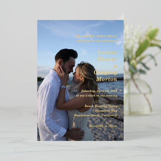 Invitation En Aluminium Louise Simple Photo Mariage moderne (Debout devant)