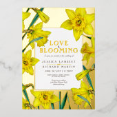 Invitation En Aluminium Love is blooming gold yellow daffodils wedding (Recto)