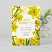 Invitation En Aluminium Love is blooming gold yellow daffodils wedding (Debout devant)