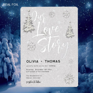 Invitation En Aluminium Love Story Winter Wonderland Snowflakes Mariage