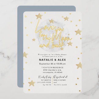 Invitation En Aluminium Love You Moon & Back Boy Baby shower