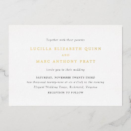 Invitation En Aluminium Lucilla Elegant Mariage moderne (Recto)