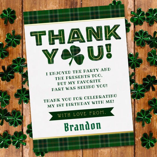 Invitation En Aluminium Lucky Little Shamrock 1er anniversaire Merci réel