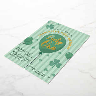 Invitation En Aluminium Lucky One 1er Anniversaire St Patricks Day Ballon