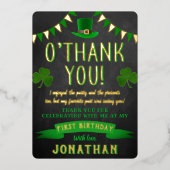 Invitation En Aluminium Lucky One Chalkboard 1er Anniversaire Merci réel (Recto)