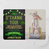 Invitation En Aluminium Lucky One Chalkboard 1er Anniversaire Merci réel (Recto)