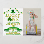 Invitation En Aluminium Lucky One Photo 1er anniversaire Real (Recto)